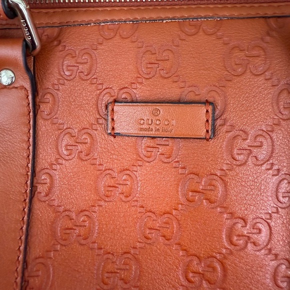 Gucci GG Supreme Monogram Orange Leather Boston Bag - Picture 7 of 13